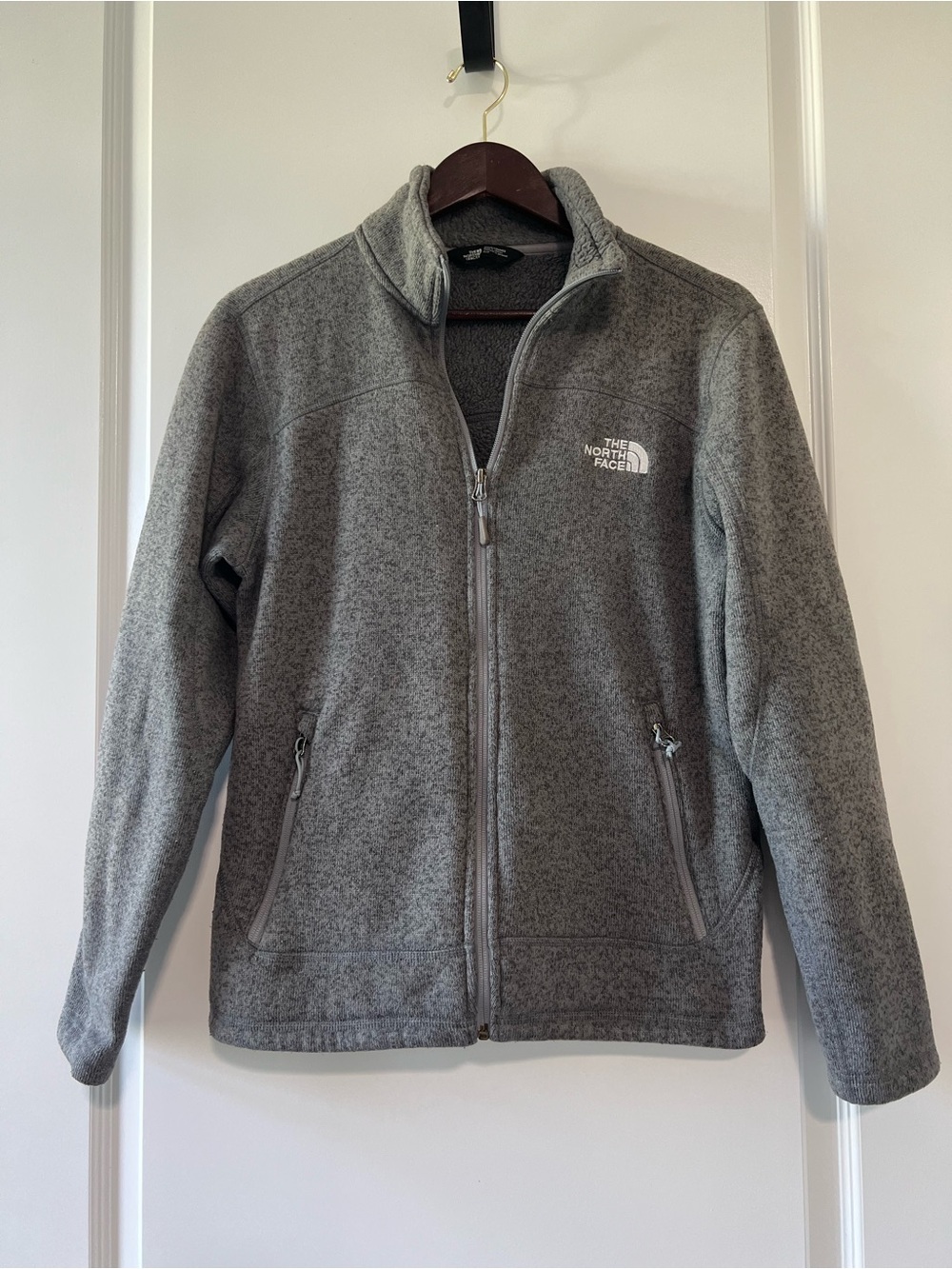 The North Face Men's Sweater Fleece Jacket Full Zip Gray Heather Mock Neck Small